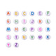 6.5mm Round White Random Multicoloured Plastic Alphabets Letter Beads - (Pack of 100)